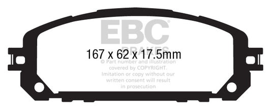 EBC Front Greenstuff Pads for Jeep Cherokee 2.0 T 272BHP 2019 DP63030