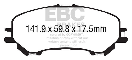 EBC Front Yellowstuff Pads for Nissan Qashqai (J11) 1.2 T 115BHP 2014 DP43032R
