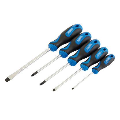 Draper Soft Grip Screwdriver Set, 3 x Plain Slot, 1 x Cross Slot, 1 x PZ TYPE (5 Piece) (32610)