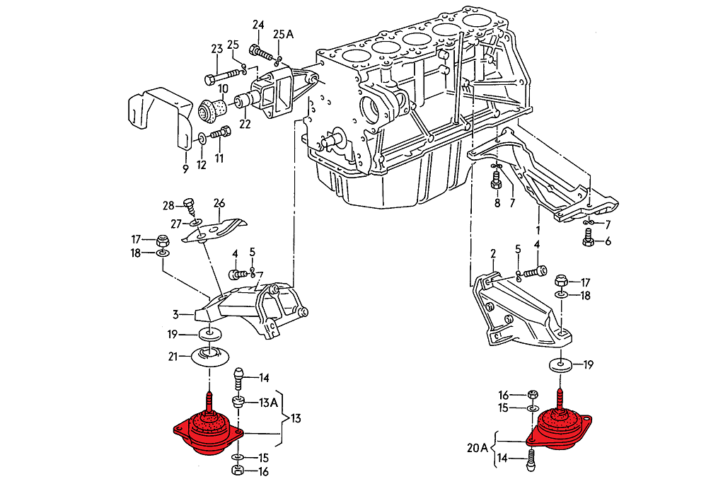 Verkline Track Hardness Engine Mount for Audi S2 RS2 ELA-001-85