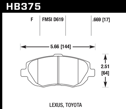 Hawk Performance Front Brake Pads for Lexus GS300 GS430 IS200 IS300 HB375F.669