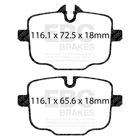 Rear EBC RP1 Brake Pads for BMW M2 G87, M3 G80 G81, M4 G82 G83 DP82089RP1