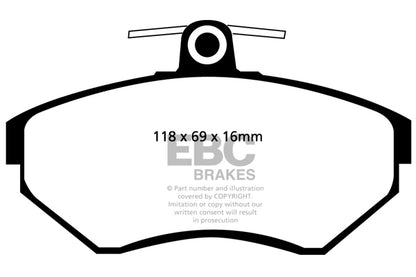 EBC Front Yellowstuff Pads for Audi A4 B5 1.6 BHP 1997 DP41112R