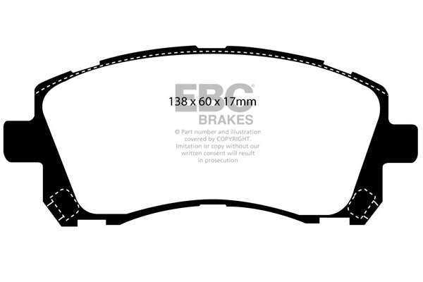 EBC Front Yellowstuff Pads for Subaru Forester 2.0 BHP 1997 DP41134R
