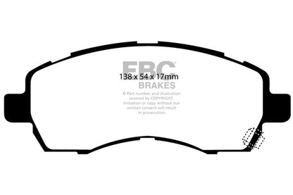 EBC Front Greenstuff Pads for Subaru Impreza 1.5 95BHP 1998 DP21138