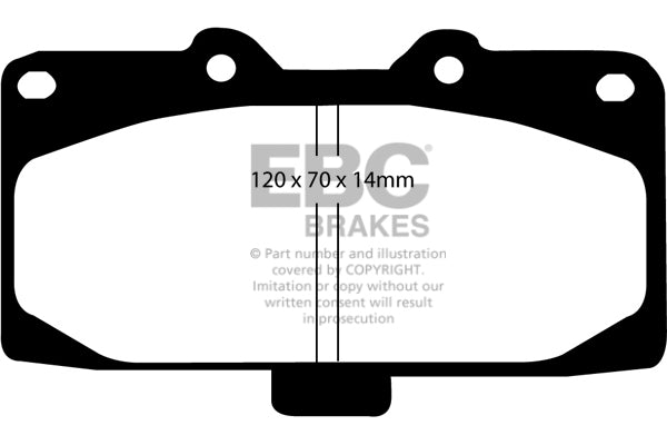 EBC Front Yellowstuff Pads for Nissan 180SX 2.0 137BHP 1991 DP41200R