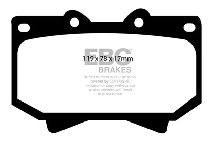 EBC Front Greenstuff Pads for Toyota Landcruiser UZJ100 4.7 BHP 1998 DP61319