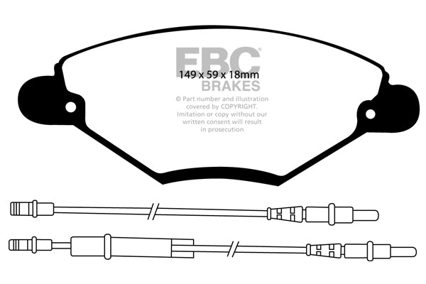 EBC Front Greenstuff Pads for Citroen C5 Estate 1.8 BHP 2001 DP21371
