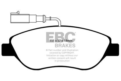EBC Front Yellowstuff Pads for Alfa Romeo MiTo 1.4 T 120BHP 2008 DP41382R