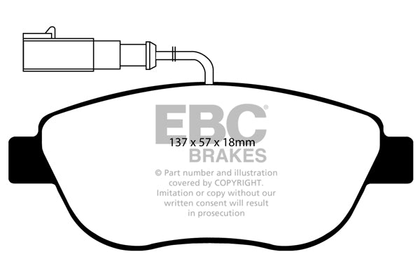 EBC Front Yellowstuff Pads for Abarth 500 1.4 T 135BHP 2008 DP41383R