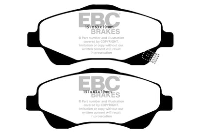 EBC Front Greenstuff Pads for Toyota Avensis ZZT251 1.8 BHP 2003 DP21499