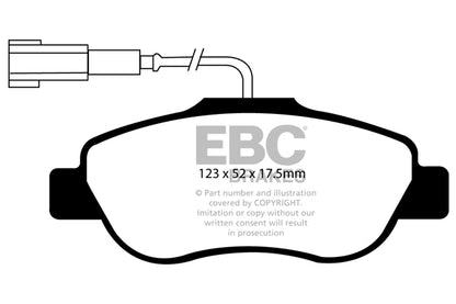 EBC Front Greenstuff Pads for Fiat 500 1.2 BHP 2013 DP21573/2