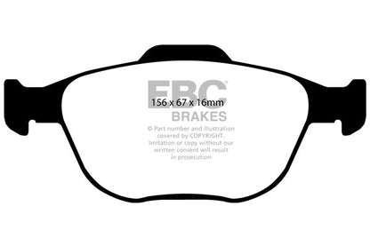 EBC Front Greenstuff Pads for Ford Fiesta Mk6 ST150 2.0 150BHP 2004 DP21641