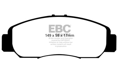 EBC Front Yellowstuff Pads for Honda Civic FD1 1.8 BHP 2007 DP41669R