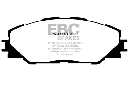 EBC Front Greenstuff Pads for Toyota Auris ZWE186 1.8 BHP 2012 DP21792