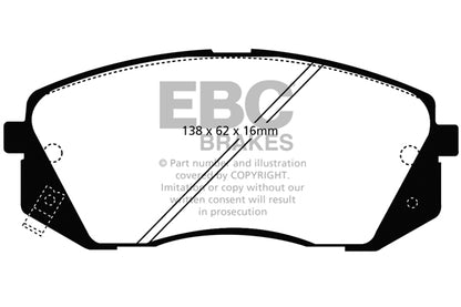 EBC Front Greenstuff Pads for Hyundai i40 1.6 135BHP 2011 DP21809