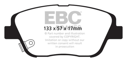 EBC Front Greenstuff Pads for Kia Optima (TF) 2.0 BHP 2012 DP21864