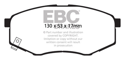 EBC Front Greenstuff Pads for Hyundai iX20 1.4 BHP 2010 DP21866