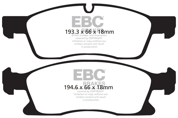 EBC Front Yellowstuff Pads for Jeep Grand Cherokee 3.6 BHP 2011 DP41871R