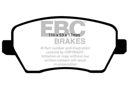 EBC Front Greenstuff Pads for Nissan Micra (K13) 1.2 BHP 2010 DP21903
