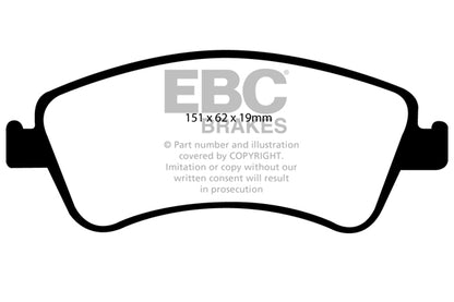 EBC Front Greenstuff Pads for Toyota Auris Bemani 1.8 SC 240BHP 2010 DP21950