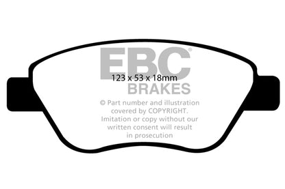 EBC Front Greenstuff Pads for Opel ADAM 1.0 T 90BHP 2014 DP21965