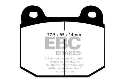 EBC Front Yellowstuff Pads for Caterham 7 160 0.7 T BHP 2015 DP4197/2R