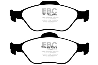EBC Front Greenstuff Pads for Toyota Yaris (XP90) KSP90 VNK 1.0 BHP 2005 DP21972