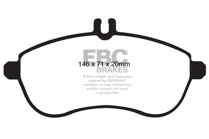 EBC Front Yellowstuff Pads for Mercedes C Class (W204) C180 K BHP 2007 DP41989R