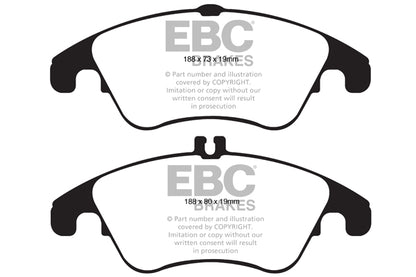 EBC Front Yellowstuff Pads for Mercedes C Class (W204) C300 BHP 2009 DP41991R