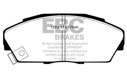EBC Front Yellowstuff Pads for Honda Accord CA5 2.0 SOHC BHP 1990 DP4719/2R