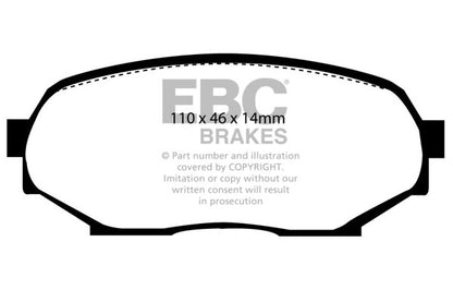 EBC Front Yellowstuff Pads for Mazda MX5 Mk1 NA 1.6 BHP 1990 DP4802R
