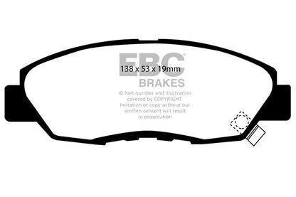 EBC Front Greenstuff Pads for Honda Accord CB3 2.0 BHP 1990 DP2812
