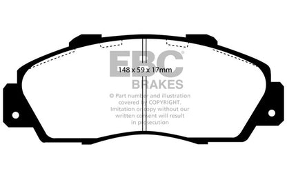 EBC Front Greenstuff Pads for Honda Accord CE7 1.8 BHP 1996 DP2872