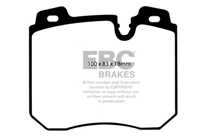 EBC Front Redstuff Pads for BMW 7 Series (E32) 750 5.0 BHP 1991 DP3886C