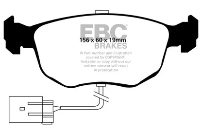 EBC Front Yellowstuff Pads for Ford Escort Mk5 RS Cosworth 2.0 T 220BHP 1992 DP4956R