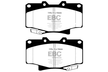 EBC Front Greenstuff Pads for Toyota 4 Runner VZN130 3.0 BHP 1990 DP6992