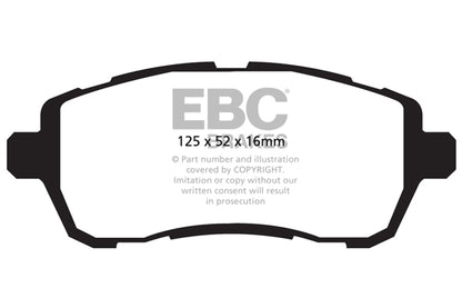 EBC Front Greenstuff Pads for Ford Fiesta Mk7 1.0 65BHP 2013 DP22002