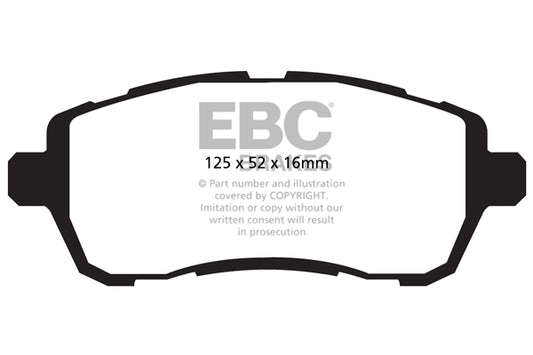 EBC Front Greenstuff Pads for Ford Fiesta Mk7 1.0 65BHP 2013 DP22002