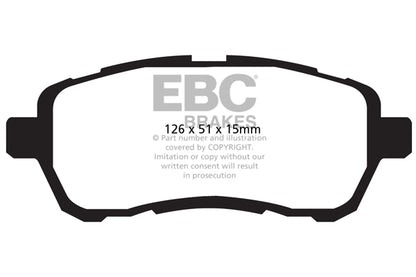 EBC Front Yellowstuff Pads for Mazda 2 1.3 BHP 2007 DP42003R