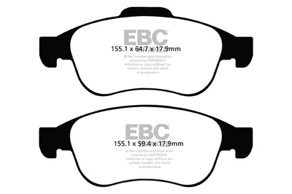 EBC Front Yellowstuff Pads for Nissan Juke (2nd Gen 1.0 T 117BHP 2020 DP42023R