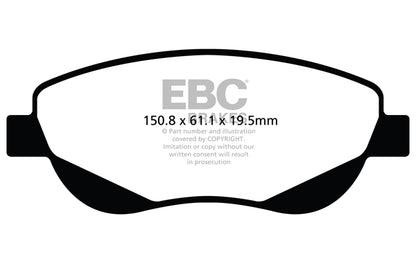 EBC Front Greenstuff Pads for Toyota Avensis 2.0 TD BHP 2015 DP22026