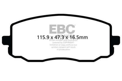 EBC Front Greenstuff Pads for Hyundai i10 1.0 BHP 2011 DP22050