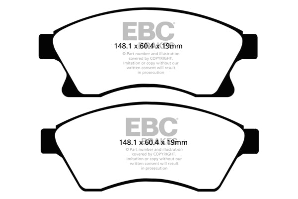 EBC Front Greenstuff Pads for Opel Astra (J) 1.4 86BHP 2009 DP22065