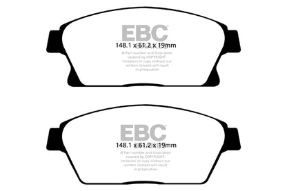 EBC Front Greenstuff Pads for Opel Ampera 1.4 Hybrid BHP 2012 DP22067