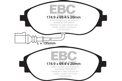 EBC Front Redstuff Pads for Audi TT 8S 2.0 T 230BHP 2014 DP32127C