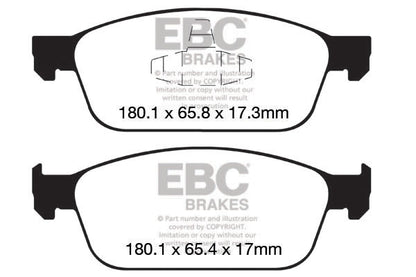 EBC Front Greenstuff Pads for Ford Kuga Mk2 1.5 TD 120BHP 2016 DP62145
