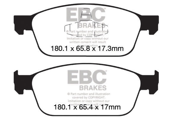 EBC Front Greenstuff Pads for Ford Focus Mk3 ST 2.0 T 250BHP 2011 DP22145