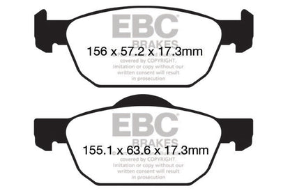 EBC Front Yellowstuff Pads for Honda Civic FK 1.4 BHP 2012 DP42154R