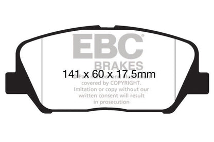 EBC Front Yellowstuff Pads for Hyundai i30 GD 1.4 BHP 2012 DP42172R